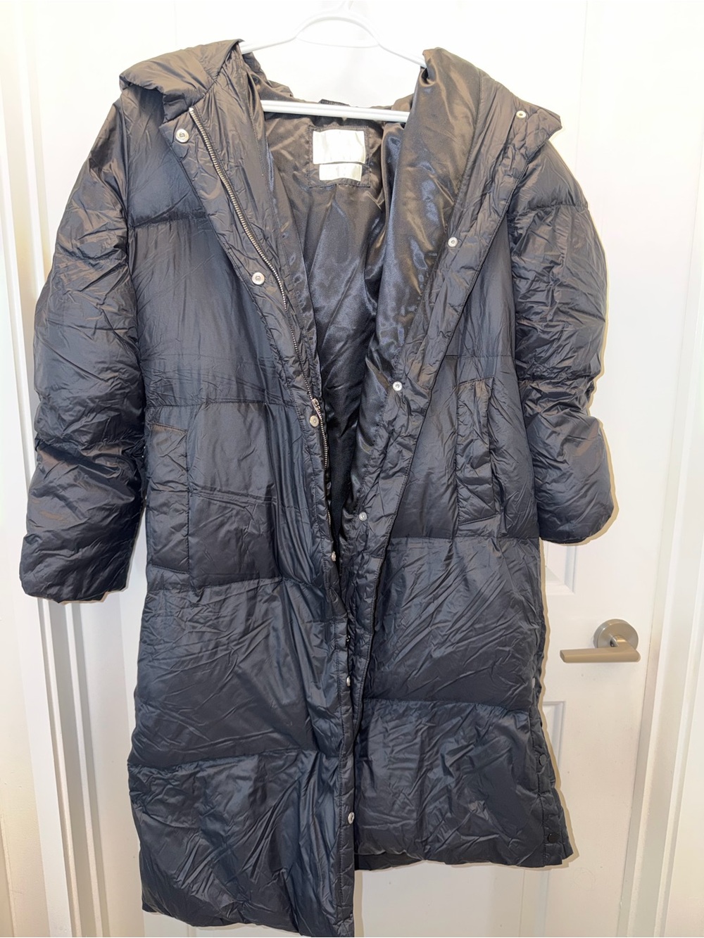 Abercrombie & Fitch Black Hooded Long Puffer Coat